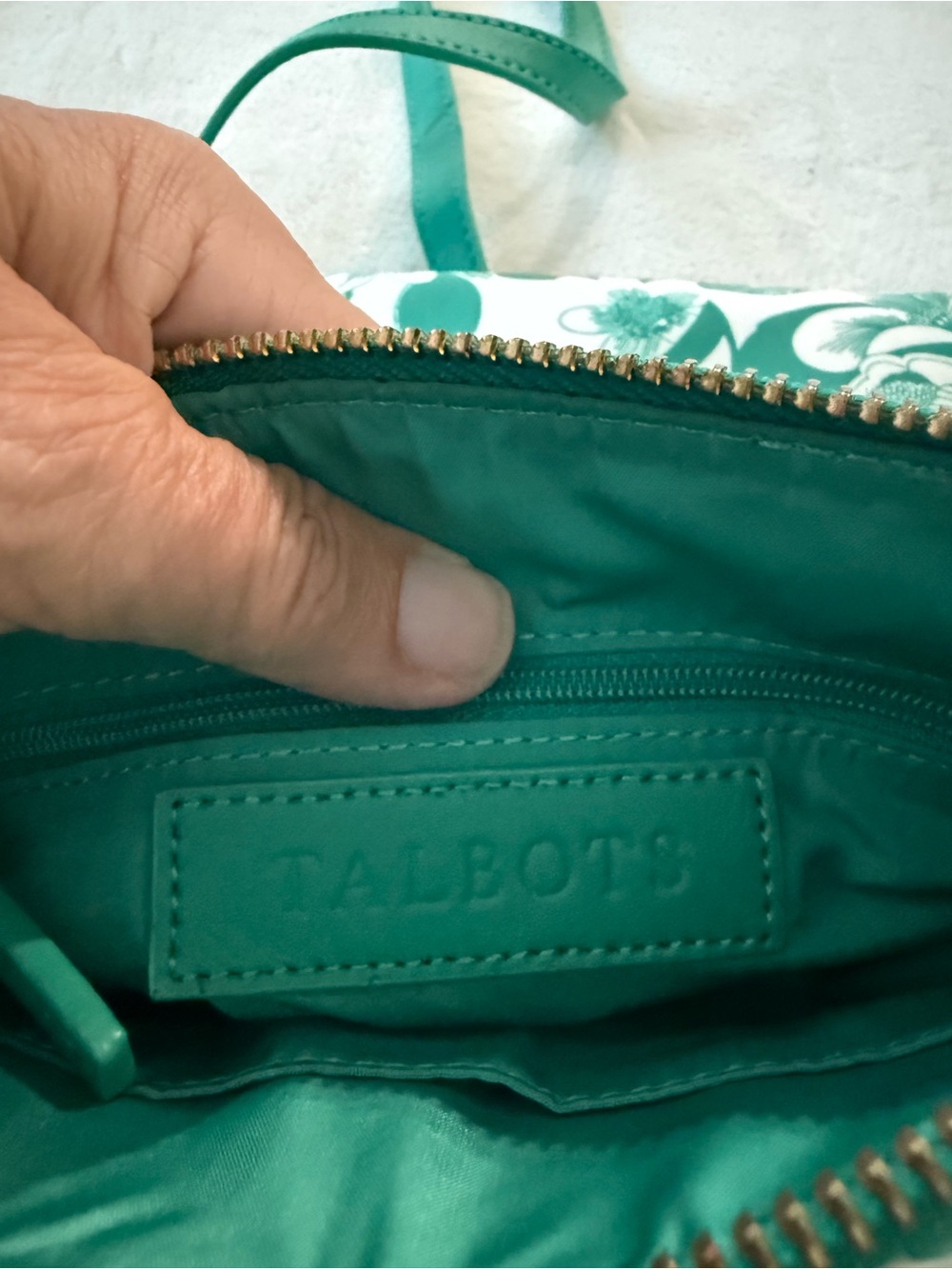 Talbots Green Floral Crossbody Bag - Women's Printed Shoulder Bag - Picture 6 of 9